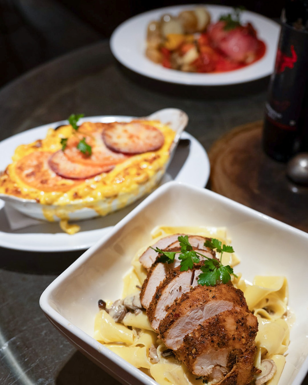 selection of mains at Moutreys Italian restaurant in Whitby