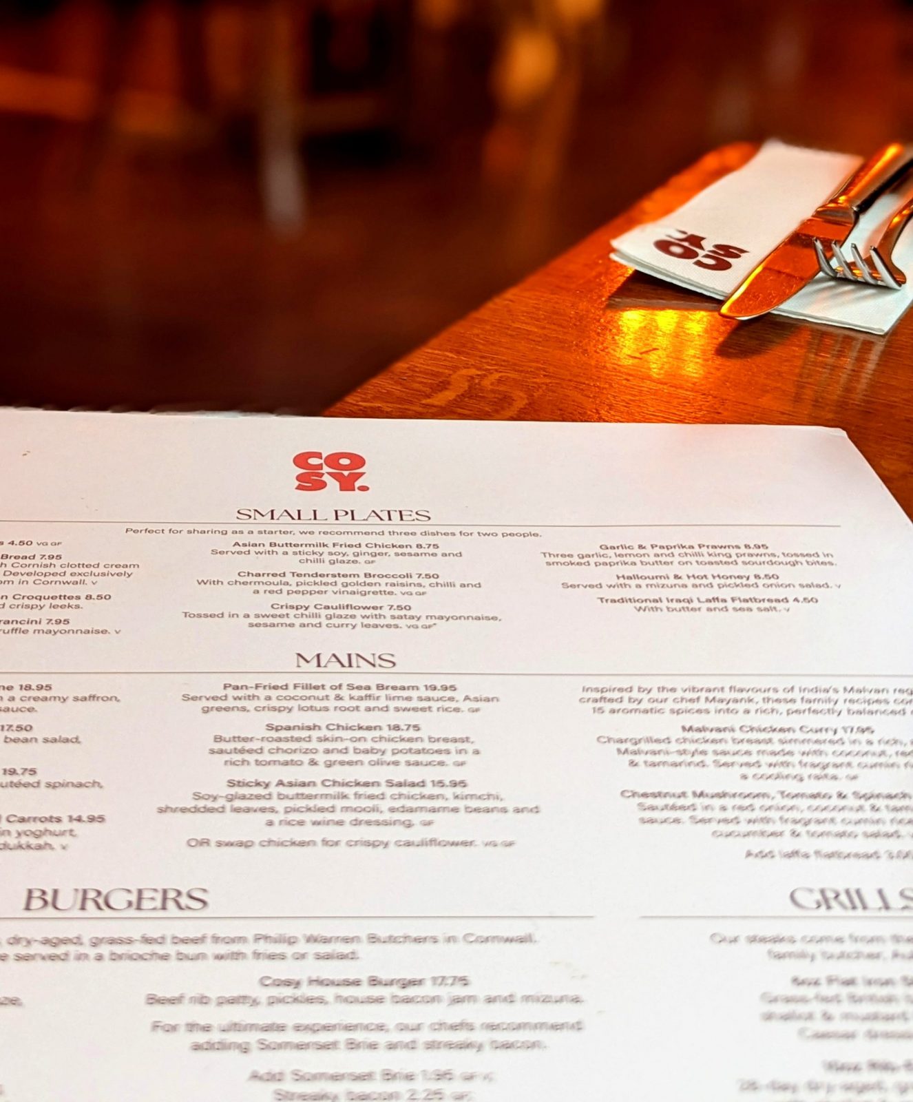 Cosy Club Leeds menu 2025 ©The Yorkshire Press